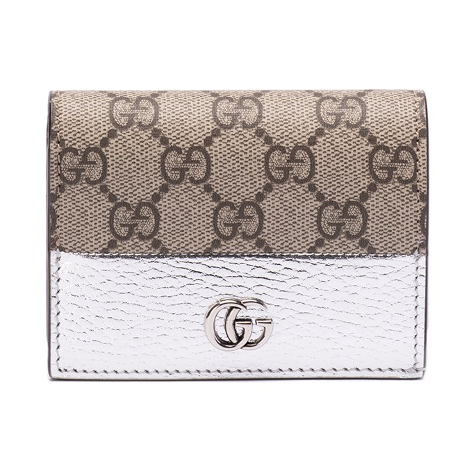 Brand New Gucci Gg Marmont Card Case Supreme Gold Leather Wallet Box!